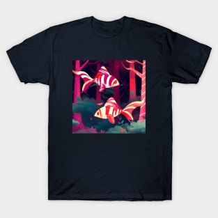 Striped Fish Swim Through a Forest T-Shirt